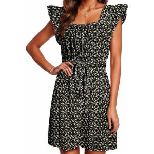 imageDokotoo Womens Summer Casual Sleeveless Romper Loose Floral Printed Shorts Overalls Jumpsuits with PocketsBlack