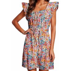 imageDokotoo Womens Summer Casual Sleeveless Romper Loose Floral Printed Shorts Overalls Jumpsuits with PocketsMulticolour