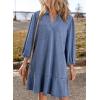 imageDokotoo Denim Dress for Women Fashion Fall Casual Babydoll 2025 V Neck 34 Puff Sleeve Jean DressesAshleigh Blue