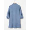 imageDokotoo Denim Dress for Women Fashion Fall Casual Babydoll 2025 V Neck 34 Puff Sleeve Jean DressesBeau Blue
