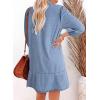 imageDokotoo Denim Dress for Women Fashion Fall Casual Babydoll 2025 V Neck 34 Puff Sleeve Jean DressesBeau Blue