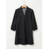 imageDokotoo Denim Dress for Women Fashion Fall Casual Babydoll 2025 V Neck 34 Puff Sleeve Jean DressesCarbon Grey