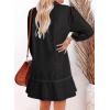 imageDokotoo Denim Dress for Women Fashion Fall Casual Babydoll 2025 V Neck 34 Puff Sleeve Jean DressesCarbon Grey