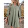 imageDokotoo Denim Dress for Women Fashion Fall Casual Babydoll 2025 V Neck 34 Puff Sleeve Jean DressesGreen