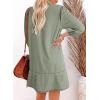 imageDokotoo Denim Dress for Women Fashion Fall Casual Babydoll 2025 V Neck 34 Puff Sleeve Jean DressesGreen
