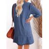 imageDokotoo Denim Dress for Women Fashion Fall Casual Babydoll 2025 V Neck 34 Puff Sleeve Jean DressesReal Teal