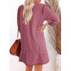 imageDokotoo Denim Dress for Women Fashion Fall Casual Babydoll 2025 V Neck 34 Puff Sleeve Jean DressesRed