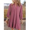 imageDokotoo Denim Dress for Women Fashion Fall Casual Babydoll 2025 V Neck 34 Puff Sleeve Jean DressesRed