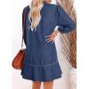 imageDokotoo Denim Dress for Women Fashion Fall Casual Babydoll 2025 V Neck 34 Puff Sleeve Jean DressesSail Blue