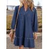 imageDokotoo Denim Dress for Women Fashion Fall Casual Babydoll 2025 V Neck 34 Puff Sleeve Jean DressesSail Blue