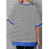 imageDokotoo Oversized T Shirts for Women Striped Color Block Crewneck Short Sleeve Casual Summer Tops Lightweight Loose BlousesBlack