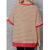 imageDokotoo Oversized T Shirts for Women Striped Color Block Crewneck Short Sleeve Casual Summer Tops Lightweight Loose BlousesBrown