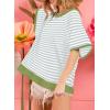 imageDokotoo Oversized T Shirts for Women Striped Color Block Crewneck Short Sleeve Casual Summer Tops Lightweight Loose BlousesGreen