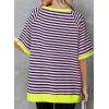 imageDokotoo Oversized T Shirts for Women Striped Color Block Crewneck Short Sleeve Casual Summer Tops Lightweight Loose BlousesPink
