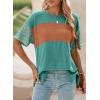 imageDokotoo Summer Tops Trendy Oversized 2025 Crewneck Casual Color Block Striped Womens Shirts BlousesA Lapis