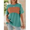 imageDokotoo Summer Tops Trendy Oversized 2025 Crewneck Casual Color Block Striped Womens Shirts BlousesA Lapis