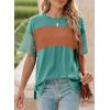 imageDokotoo Summer Tops Trendy Oversized 2025 Crewneck Casual Color Block Striped Womens Shirts BlousesA Lapis