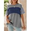 imageDokotoo Summer Tops Trendy Oversized 2025 Crewneck Casual Color Block Striped Womens Shirts BlousesA Sleet