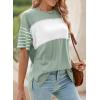imageDokotoo Summer Tops Trendy Oversized 2025 Crewneck Casual Color Block Striped Womens Shirts BlousesA Smoke Green