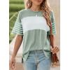 imageDokotoo Summer Tops Trendy Oversized 2025 Crewneck Casual Color Block Striped Womens Shirts BlousesA Smoke Green