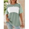 imageDokotoo Summer Tops Trendy Oversized 2025 Crewneck Casual Color Block Striped Womens Shirts BlousesA Smoke Green