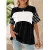 imageDokotoo Summer Tops Trendy Oversized 2025 Crewneck Casual Color Block Striped Womens Shirts BlousesBlack