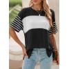 imageDokotoo Summer Tops Trendy Oversized 2025 Crewneck Casual Color Block Striped Womens Shirts BlousesBlack