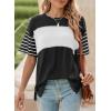 imageDokotoo Summer Tops Trendy Oversized 2025 Crewneck Casual Color Block Striped Womens Shirts BlousesBlack