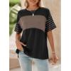 imageDokotoo Summer Tops Trendy Oversized 2025 Crewneck Casual Color Block Striped Womens Shirts BlousesColor Black
