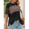 imageDokotoo Summer Tops Trendy Oversized 2025 Crewneck Casual Color Block Striped Womens Shirts BlousesColor Black