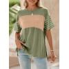 imageDokotoo Summer Tops Trendy Oversized 2025 Crewneck Casual Color Block Striped Womens Shirts BlousesFern Green