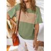 imageDokotoo Summer Tops Trendy Oversized 2025 Crewneck Casual Color Block Striped Womens Shirts BlousesFern Green
