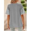 imageDokotoo Summer Tops Trendy Oversized 2025 Crewneck Casual Color Block Striped Womens Shirts BlousesGray