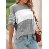imageDokotoo Summer Tops Trendy Oversized 2025 Crewneck Casual Color Block Striped Womens Shirts BlousesGray