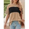 imageDokotoo Summer Tops Trendy Oversized 2025 Crewneck Casual Color Block Striped Womens Shirts BlousesLight French Beige