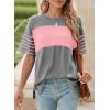 imageDokotoo Summer Tops Trendy Oversized 2025 Crewneck Casual Color Block Striped Womens Shirts BlousesMedium Grey