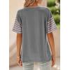 imageDokotoo Summer Tops Trendy Oversized 2025 Crewneck Casual Color Block Striped Womens Shirts BlousesMedium Grey