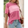imageDokotoo Summer Tops Trendy Oversized 2025 Crewneck Casual Color Block Striped Womens Shirts BlousesStrawberry Pink