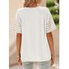 imageDokotoo Summer Tops Trendy Oversized 2025 Crewneck Casual Color Block Striped Womens Shirts BlousesWhite