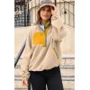 imageDokotoo Sweatshirt for Women Oversized Fuzzy Fleece Jacket Color Block Button Long Sleeve Pullover Sherpa Sweatshirts TopsBeige