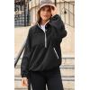 imageDokotoo Sweatshirt for Women Oversized Fuzzy Fleece Jacket Color Block Button Long Sleeve Pullover Sherpa Sweatshirts TopsBlack