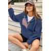 imageDokotoo Sweatshirt for Women Oversized Fuzzy Fleece Jacket Color Block Button Long Sleeve Pullover Sherpa Sweatshirts TopsBlue