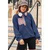 imageDokotoo Sweatshirt for Women Oversized Fuzzy Fleece Jacket Color Block Button Long Sleeve Pullover Sherpa Sweatshirts TopsBlue