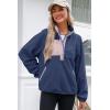imageDokotoo Sweatshirt for Women Oversized Fuzzy Fleece Jacket Color Block Button Long Sleeve Pullover Sherpa Sweatshirts TopsBlue