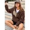 imageDokotoo Sweatshirt for Women Oversized Fuzzy Fleece Jacket Color Block Button Long Sleeve Pullover Sherpa Sweatshirts TopsBrown