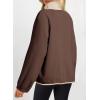 imageDokotoo Sweatshirt for Women Oversized Fuzzy Fleece Jacket Color Block Button Long Sleeve Pullover Sherpa Sweatshirts TopsBrown