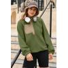 imageDokotoo Sweatshirt for Women Oversized Fuzzy Fleece Jacket Color Block Button Long Sleeve Pullover Sherpa Sweatshirts TopsGreen