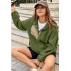 imageDokotoo Sweatshirt for Women Oversized Fuzzy Fleece Jacket Color Block Button Long Sleeve Pullover Sherpa Sweatshirts TopsGreen