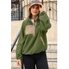 imageDokotoo Sweatshirt for Women Oversized Fuzzy Fleece Jacket Color Block Button Long Sleeve Pullover Sherpa Sweatshirts TopsGreen