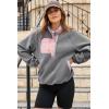 imageDokotoo Sweatshirt for Women Oversized Fuzzy Fleece Jacket Color Block Button Long Sleeve Pullover Sherpa Sweatshirts TopsGrey
